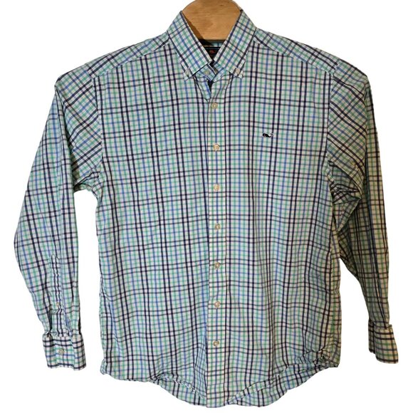 Vineyard Vines Button Down Dress Shirt Medium Men's Long Sleeve The Whale Shirt - Picture 2 of 5
